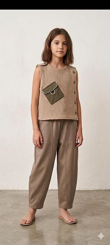 usaq ust geyim: Uşaq geyim dəsti YENIDI 10 11 yas - 2 hissə: toxuma fakturalı bej — 1