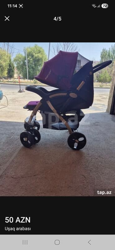 Uşaq arabası – BABY LAND - Rəng: mürəbbə bənövşəyi üstlük, qara — 4