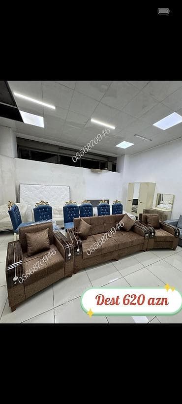 koja divan kreslo: Yeni, Divan, 2 kreslo, Bazalı, Açılan — 1