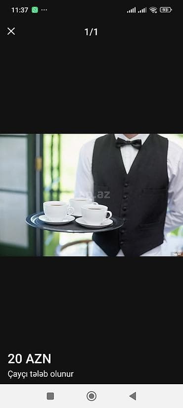 Çayçı, Kişi, 18 yaş, 1 ildən az təcrübə