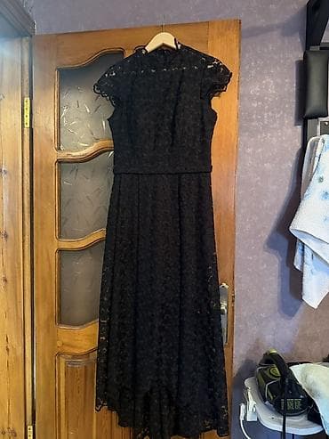 Qara krujeva maxi don - Rəng: qara - Stil: zərif, klassik - Material — 1