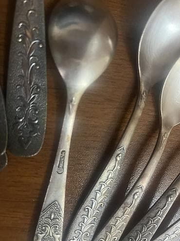 Antik üslublu metal qaşıq dəsti - Ümumi say: 6 böyük,5 balaca - 6