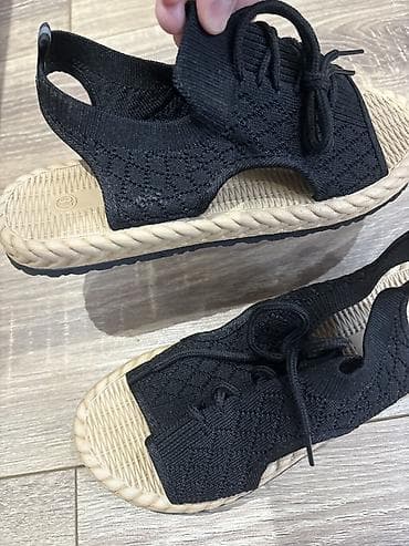 Qara rəngli toxunma üstlü yay sandal/espadril tipli ayaqqabı - Üst