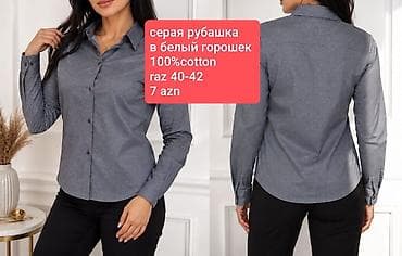 honor smart: Qadın köynəyi – boz rəngdə xırda ağ xallı naxış - Material: 100% — 1