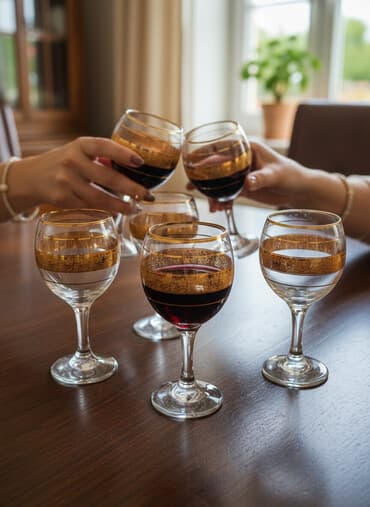 iwlenmiw diktler: Qədəhlər, rəng - Qızılı, Şüşə, 6 ədədli dəst — 1