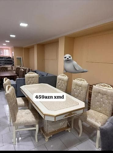 mdf stol: Qonaq otağı üçün, Yeni, Açılmayan, Dördbucaq masa, 6 stul — 1