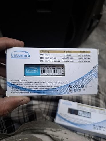 Noutbuk komponentləri: Latumab və digər markalı noutbuk operativ yaddaş modulları Ddr 2 4gb — 2