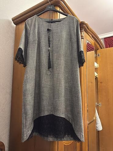 dima bilan perfume: Qadın tunik/kofta - Rəng: boz melanj, qara detallar - Model: önü — 1