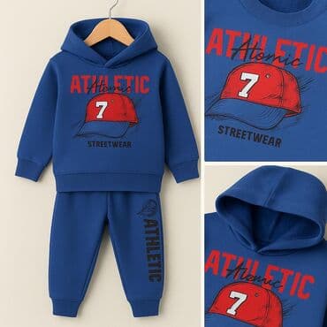 Bayram kostyumları: Uşaq üçün iki hissəli idman dəsti – kapüşonlu svitşot və şalvar — 5