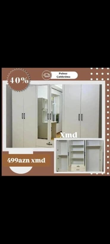 polkalı şkaf: Açılan, 4 qapılı Düz dolab, Şifonyer — 2