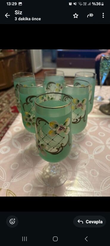 şüşə banka istehsalı: Qədəhlər, rəng - Yaşıl, Şüşə, 6 ədədli dəst — 1