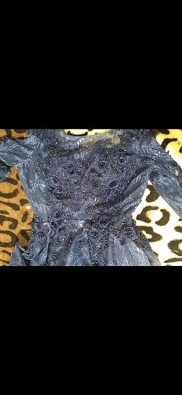 don sumqayit: Tünd göy rəngdə ziyafət/libas paltarı - Model: A-kəsim, ətəyi — 4