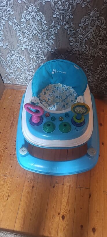 uşaq maşnarı: Mamalove uşaq yerişi (walker) - Rəng: mavi-ağ, çiçək naxışlı yumşaq — 1