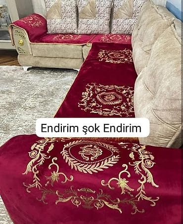Divan üçün Xovlu rəng - Qırmızı Yataq örtüyü — 1