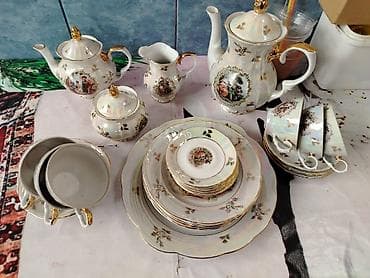 ağ maqnit: Çay dəsti, rəng - Ağ, Farfor — 1