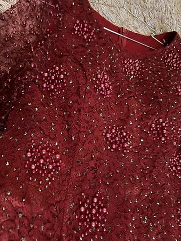 toy libası: Bordo rəngdə uzun ziyafət/gecə libası -Beden 44 - Model: balıq — 5