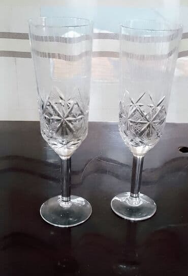 Qədəhlər, rəng - Ağ, Xrustal, 6 ədədli dəst, Çexiya