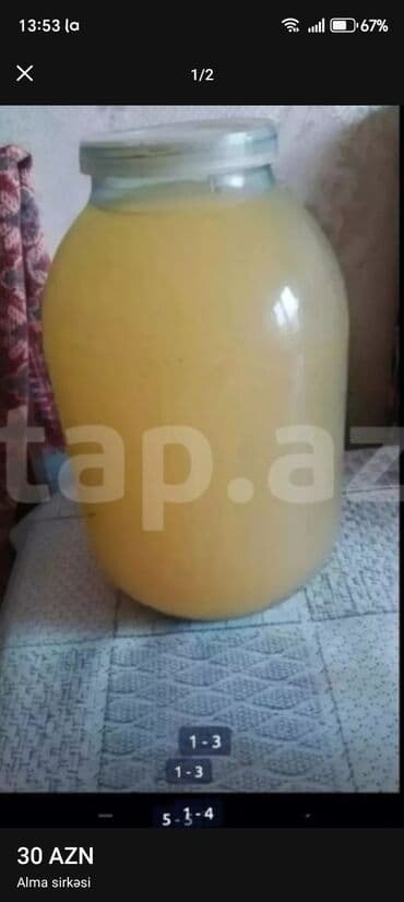 Другие продукты питания: Diqqət,diqqət 100 faiz təbii Qatqısız Falansız Alma sirkəsidir Bazar — 2