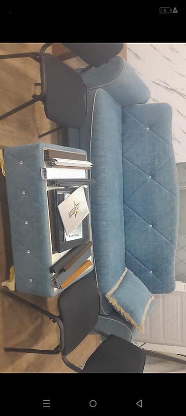 Tata: Divan 2 kreslo jurnalni divan açılır bazali əla vəziyyətdədir — 1