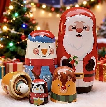 yeni il geyim: Yeni il temalı matryoşka fiqurları dəsti - Dəst: 5 ədəd bir-birinin — 7