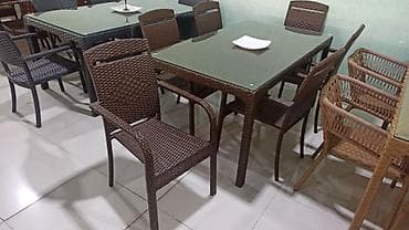 Yeni, Kvadrat masa, 6 stul, Açılmayan, Stullar ilə, Həsir toxunuşlu, Azərbaycan