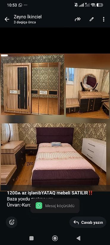 *1200₼ az işlənibYATAQ mebeli SATILIR*‼️ Baza yoxdu matras var