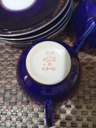 cay qabi: Çay dəsti, rəng - Mavi, Farfor, SSRİ — 2