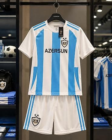 sortlar: Qarabağ FK futbol dəsti – forma və şort - Rəng və dizayn: Ağ-mavi — 1