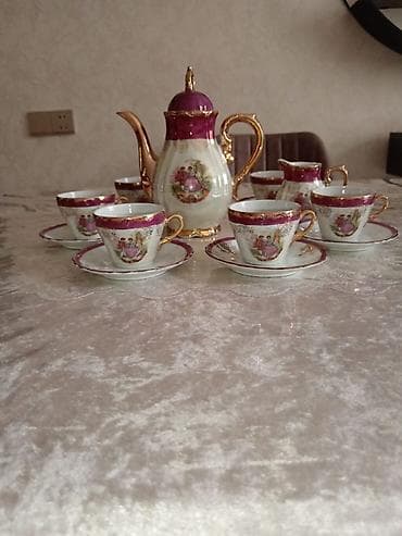 Qəhvə dəsti, rəng - Qızılı, Farfor — 1