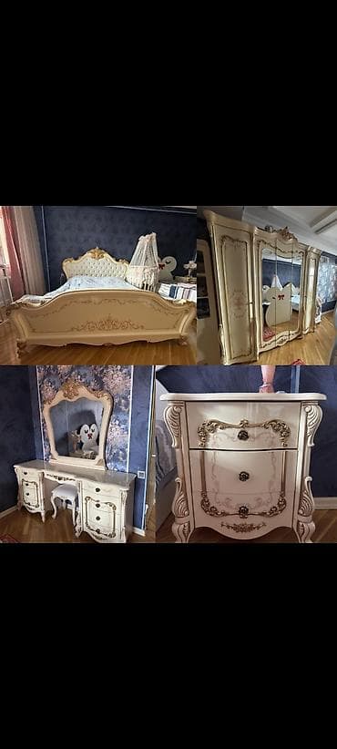 Мебель для дома: Двуспальная кровать, Шкаф, Трюмо, 2 тумбы, Б/у — 1