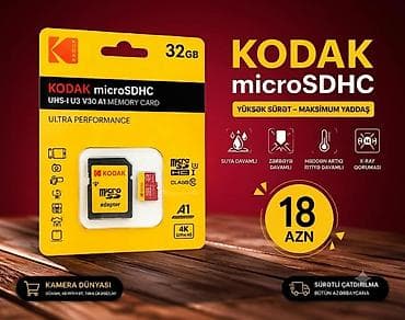 fleska 32gb: ✅Yadaş kartı ✅16 GB—15 azn ✅32 GB—18azn ✅64 GB—22 azn Kodak microSD — 1