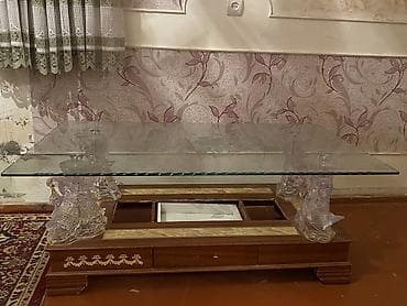 Мебель на заказ: Прямоугольный стол, Нераскладной, Без колесиков, Стекло, Азербайджан, Без гарантии, Самовывоз — 1