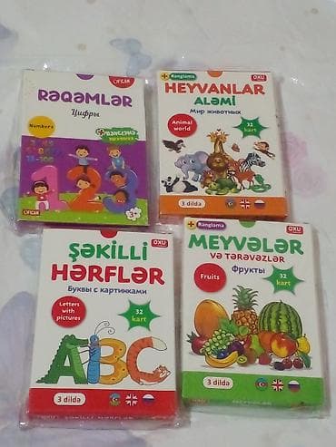 oyuncaq fiqur: Uşaq inkişafı üçün 4 dəst tədris kartları paketi - Şəkilli Hərflər – — 5