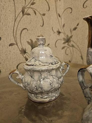 çay servis: Çay dəsti, rəng - Ağ, Keramika, SSRİ — 3