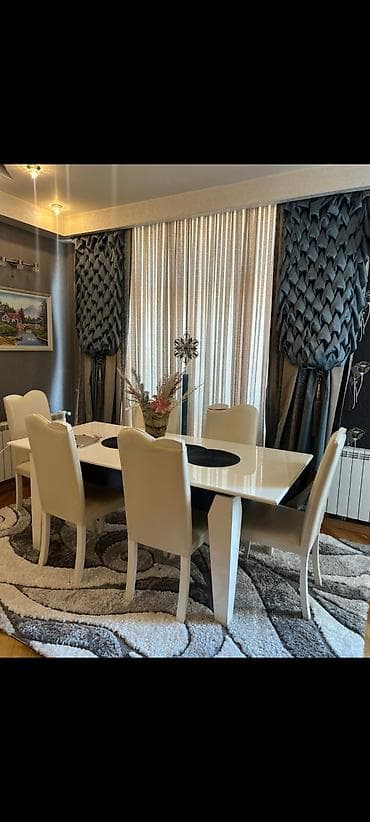 Qonaq otağı üçün, İşlənmiş, Dördbucaq masa, 6 stul — 1