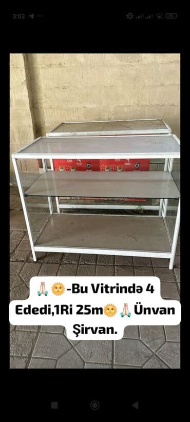 холодильник для магазина: Şüşə vitrin stendi - Material: metal karkas, şüşə yan və ön panellər — 1