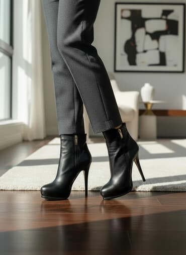 botilyon: Qadın dəri botları – MICINI, ölçü 38 - Rəng: qara - Material: üst — 1