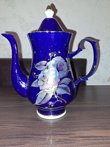 xrom caydan: Çay dəsti, rəng - Mavi, Farfor, SSRİ — 7