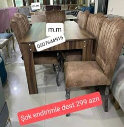 uqolnik qiyməti: Qonaq otağı üçün, Yeni, Açılmayan, Dördbucaq masa, 6 stul — 16