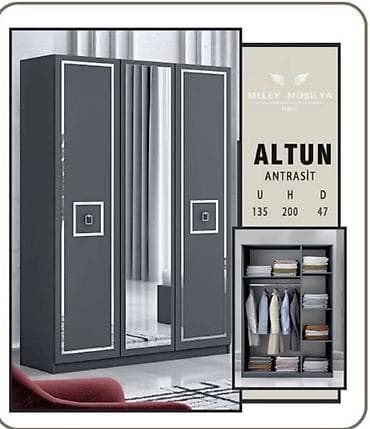 ALTUN antrasit rəngdə 3 qapılı paltar dolabı,qarderob,şkaf Fabrik
