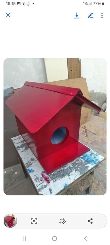 goyərcin yuvaları: Rəngli taxta heyvan evi/budaq evciyi - Material: taxta konstruksiya — 2