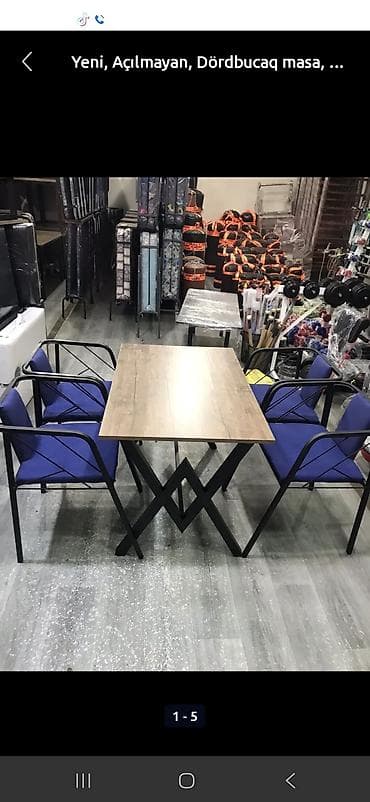 06 masin sekilleri: Balkon üçün, Yeni, Açılmayan, Dördbucaq masa, 4 stul — 9