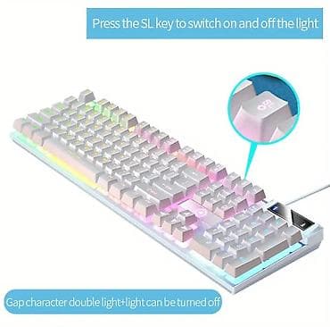 RGB arxa işıqlı oyun klaviaturası – White ( tək rəng tək model) - — 4