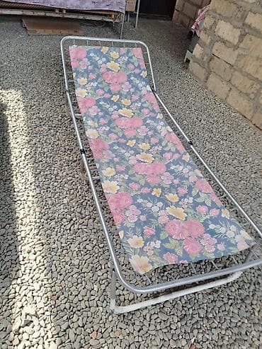 giris qapi: Metall karkaslı qatlanan şezlonq/çarpayı - Material: möhkəm metal — 3