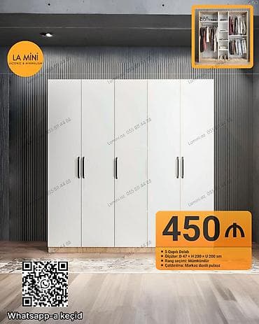 5 qapı, Ağ, Açılan, Düz dolab