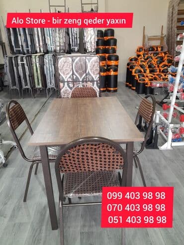 otracaqlar: Mətbəx üçün, Yeni, Dördbucaq masa, 4 stul — 4