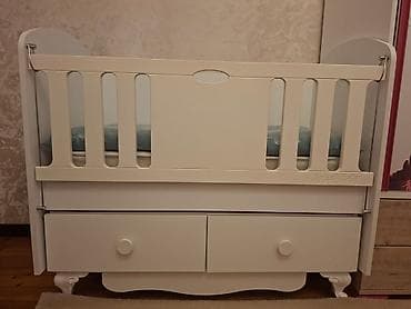 Uşaq mebeli: Oğlan və qız üçün, Dördbucaq, Beşik, Dəstsiz, Matras ilə, Yellənmə mexanizmsiz — 1