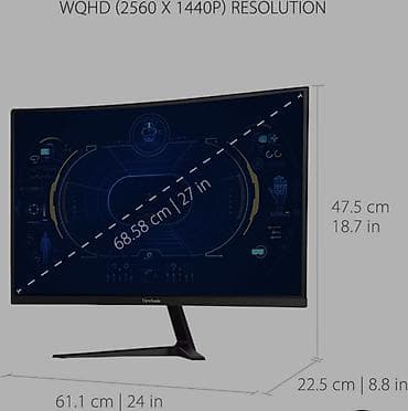 rayonlarda simsiz internet: ViewSonic 27" WQHD monitor - Ekran: 27 düym (68.58 sm), WQHD 2560 x — 2