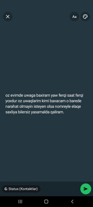 daye xadime: Uşaq baxımı xidməti - Öz evimdə uşaqlara baxıram - Yaş məhdudiyyəti — 1