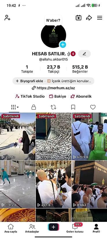 günlük is elanları bakı: Təcili. Satılır hesab _ Məhsul: TikTok hesabı (dini/zəvvarlıq mövzulu — 1